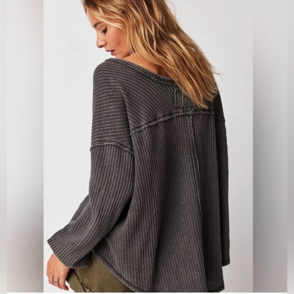 Free People We The Free Coraline Thermal Classic Waffle Knit Relaxed Fit Size XS - Picture 2 of 13